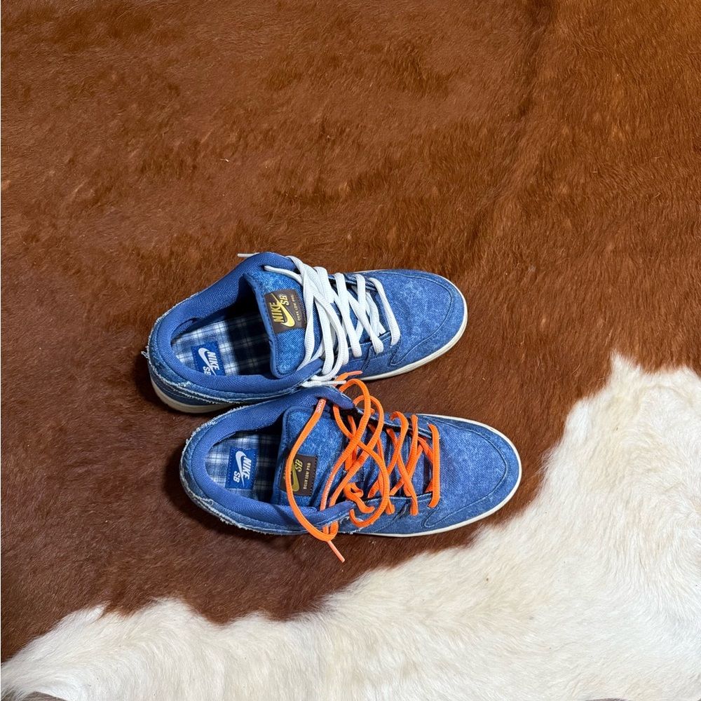 Nike SB Dunk Denim Blue with Orange and White Laces